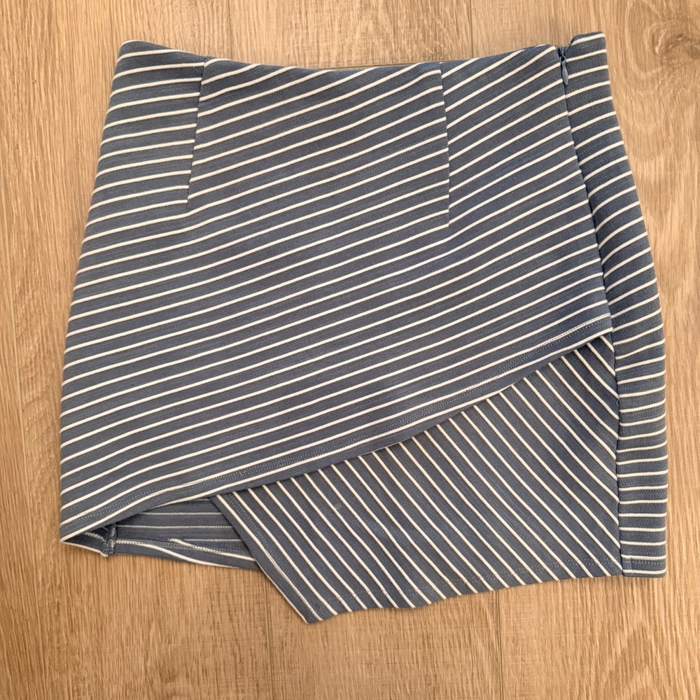 Storia Striped Blue Wrap Mini Skirt